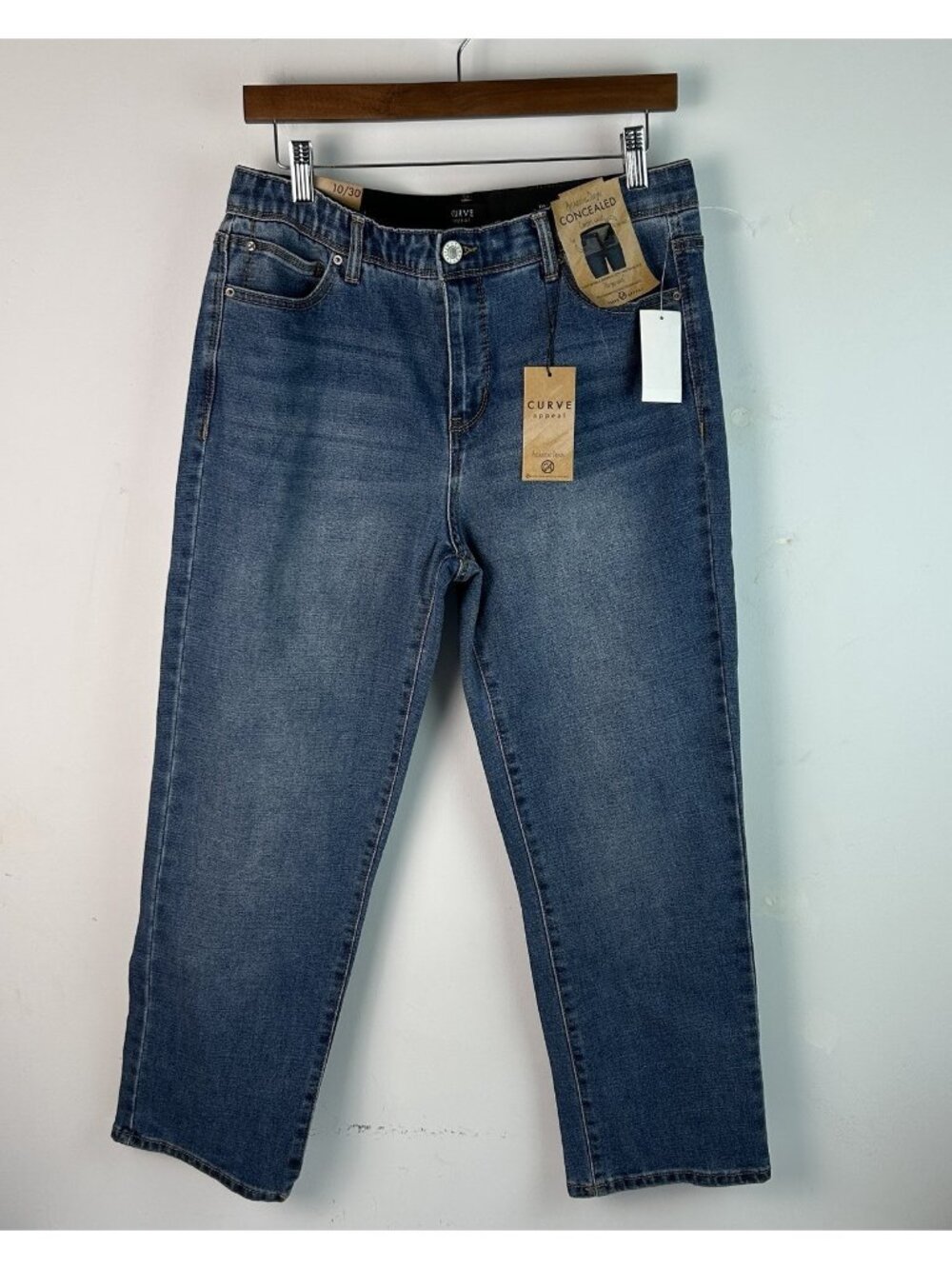 Curve Appeal Women Blue Comfort Waist High Rise Straight Leg Jeans 10/30 Hampton